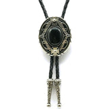 Bolo tie med oval agatsten och vintageinfattning