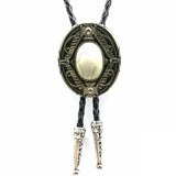 Bolo tie med oval agatsten och vintageinfattning