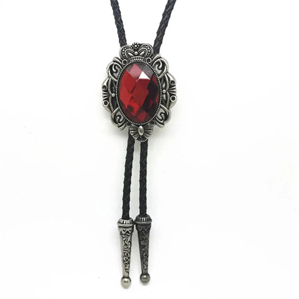 Bolo tie med oval glassten och vintagekrona