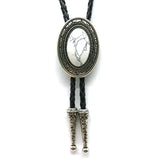 Bolo tie med oval sten och flätat läderband