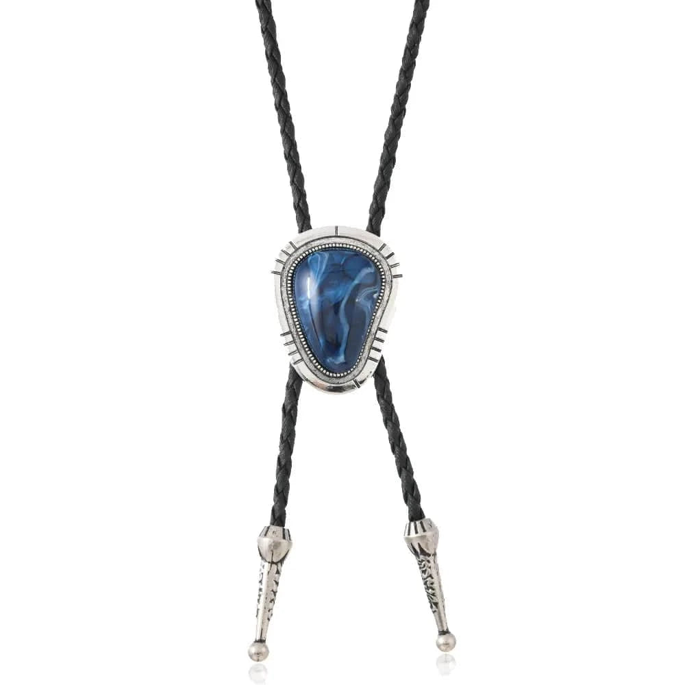 Bolo tie med rektangulär sten och silverinfattning