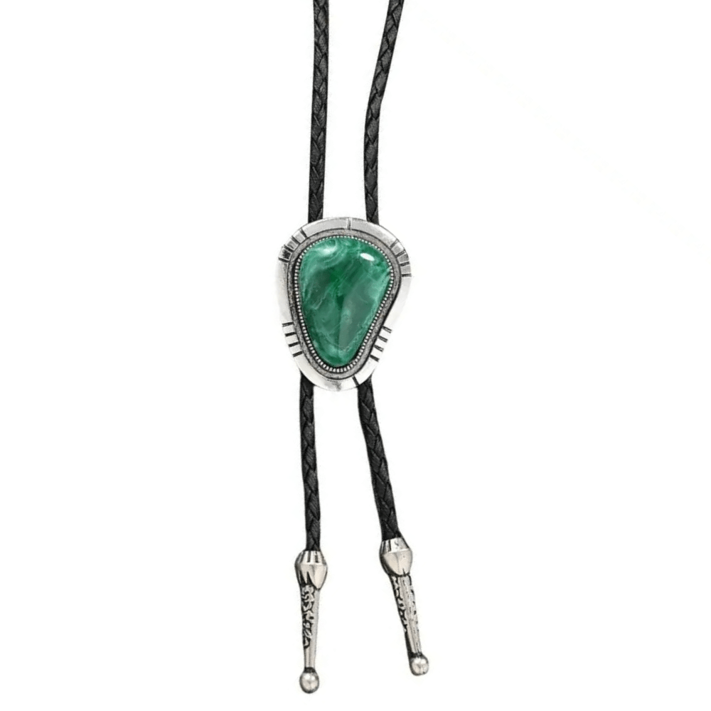 Bolo tie med rektangulär sten och silverinfattning