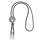 Bolo tie med rund hästberlock och läderband