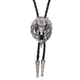 Bolo tie med silver varghuvud och svart agat