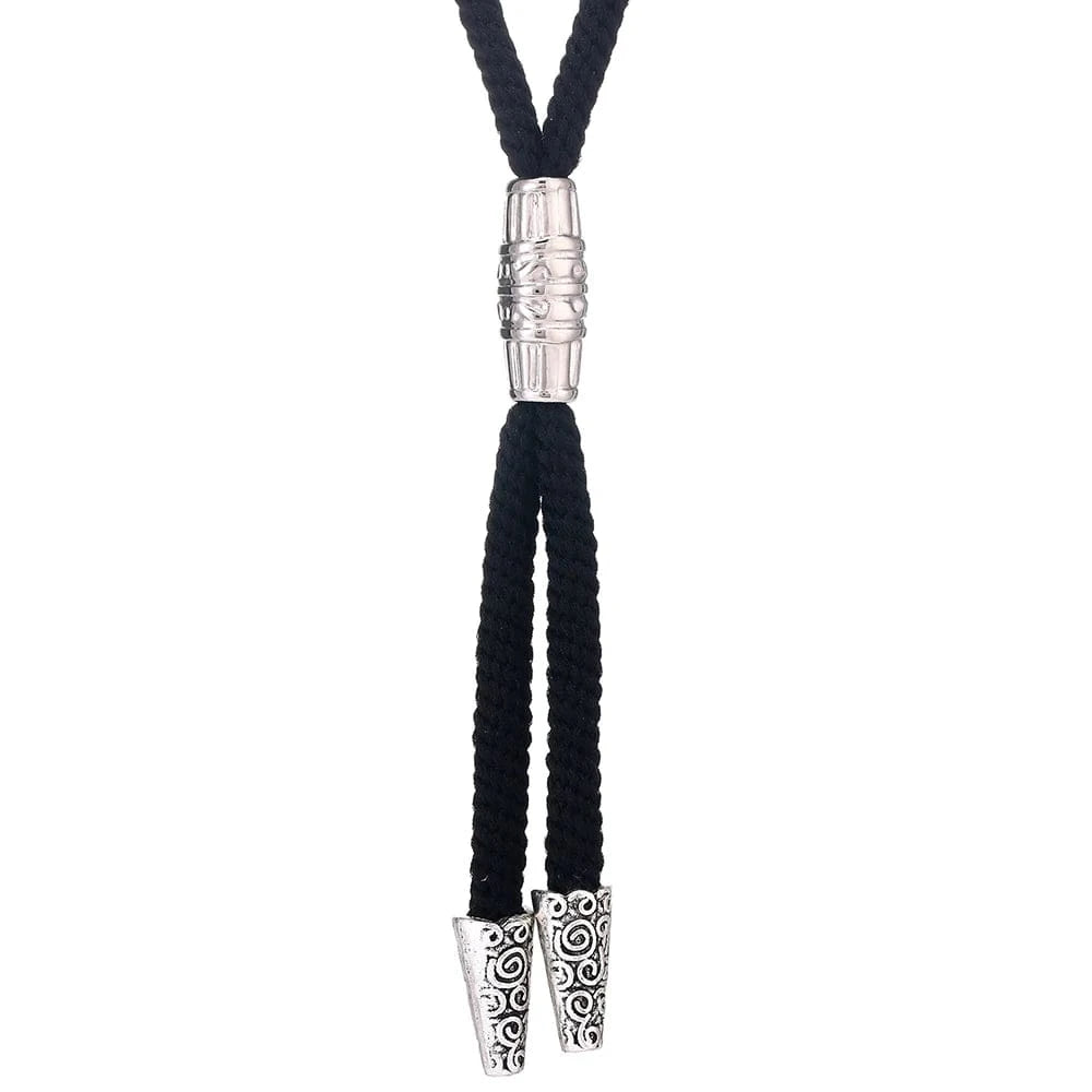Bolo tie med silverfäste och svart nylonrep