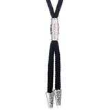 Bolo tie med silverfäste och svart nylonrep