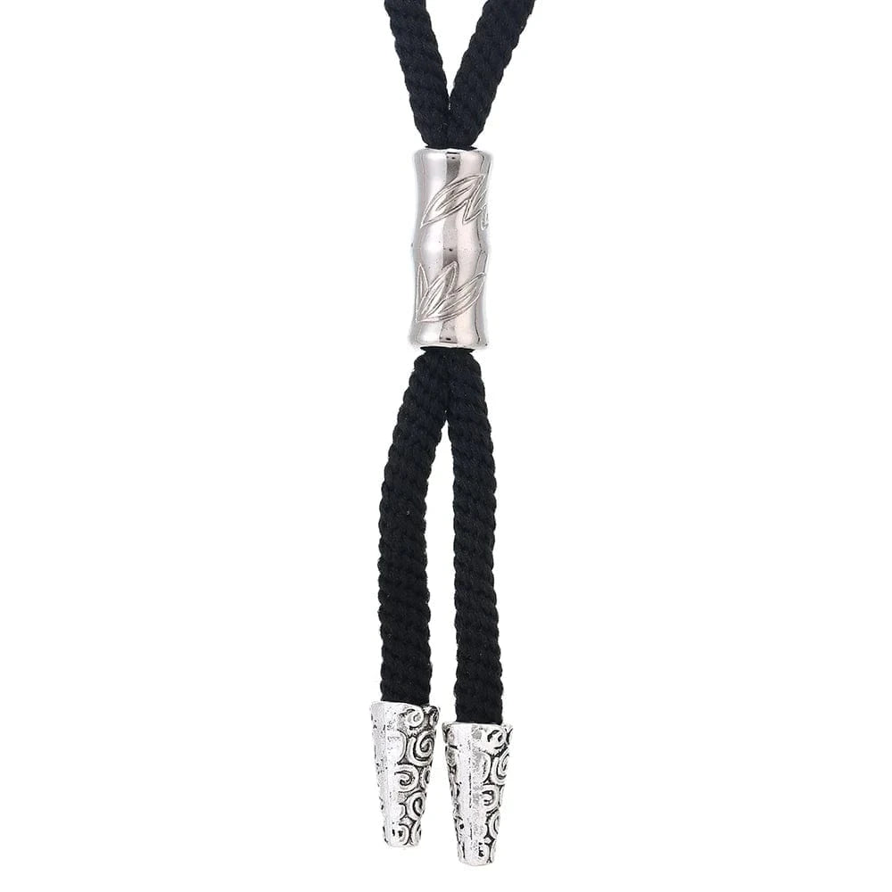 Bolo tie med silverfäste och svart nylonrep