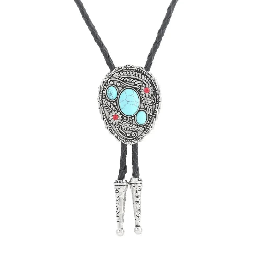 Bolo tie med snidade detaljer och naturlig sten