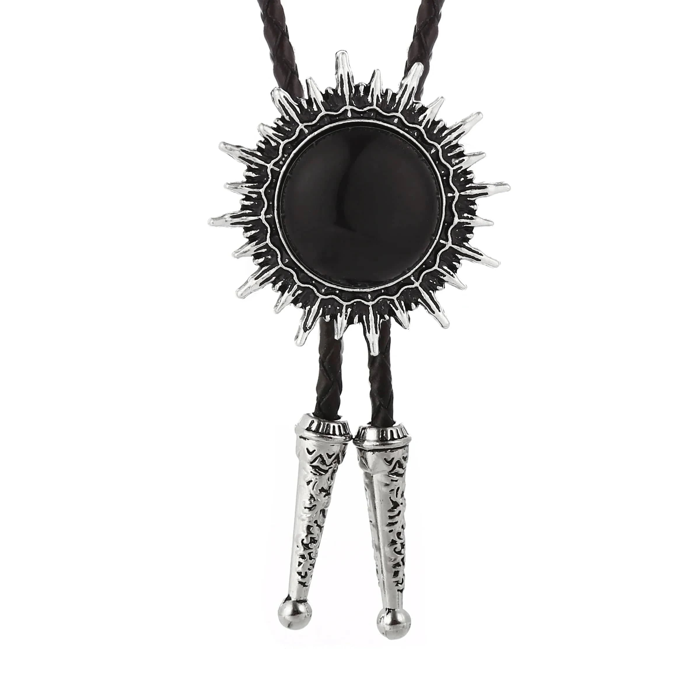 Bolo tie med solinspirerad medaljong i naturglas