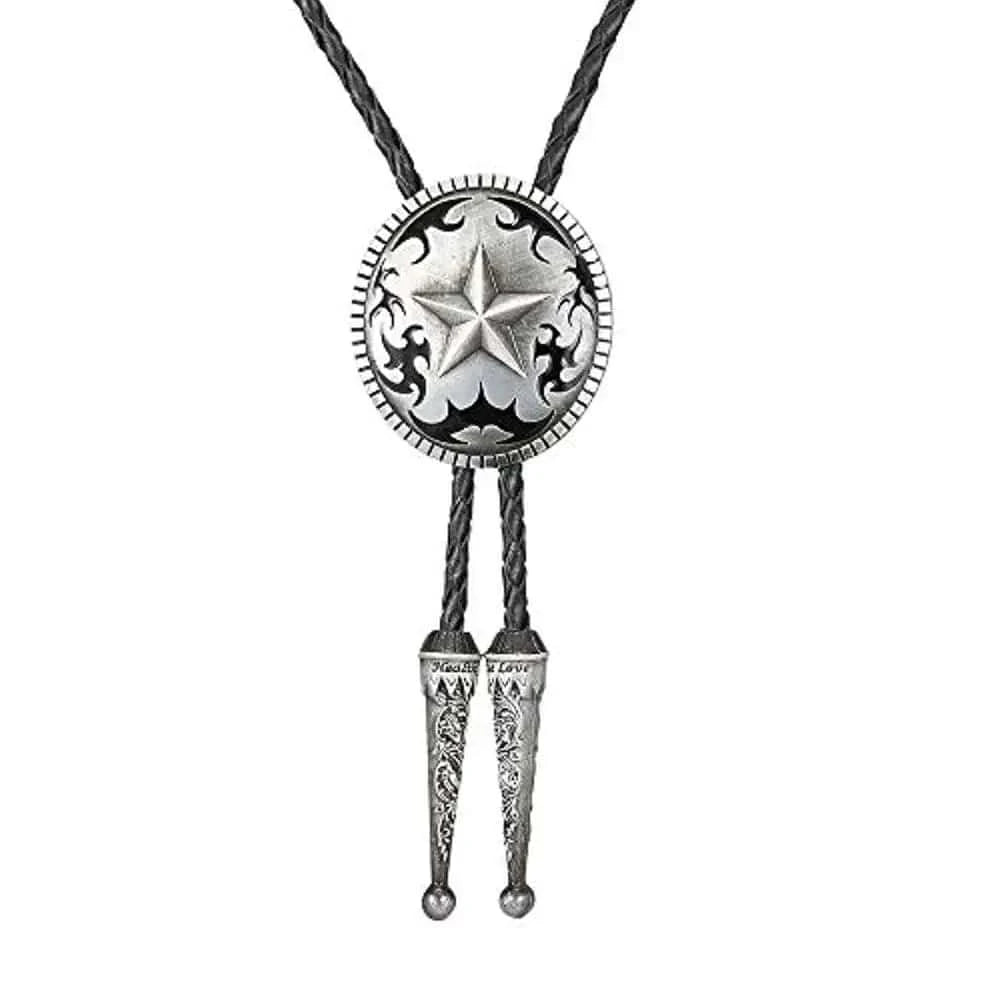 Bolo tie med stjärnmotiv i antik metall