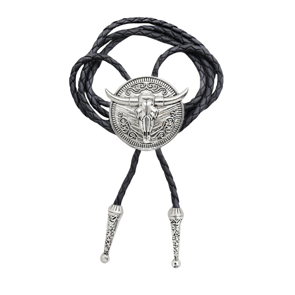 Bolo tie med tjurhuvud i silver