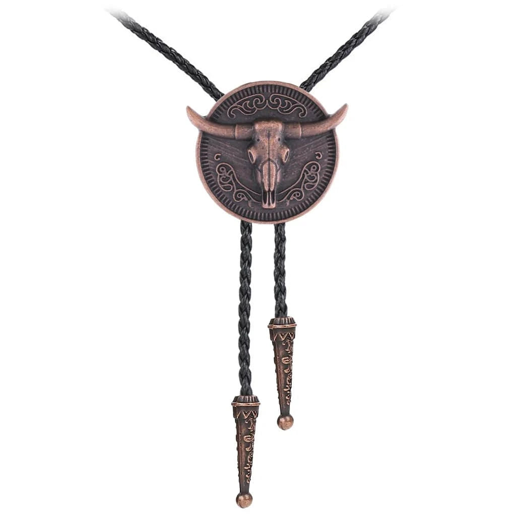 Bolo tie med tjurhuvud med långt horn