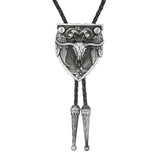 Bolo tie med tjurskalle i oljesköld och läderband