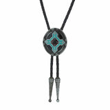 Bolo tie med turkos geometrisk medaljong i zinklegering