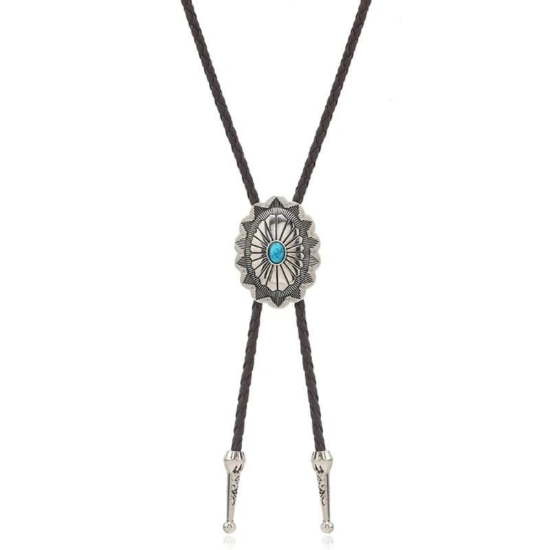 Bolo tie med turkosdetalj och justerbar läderrem