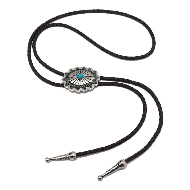 Bolo tie med turkosdetalj och justerbar läderrem