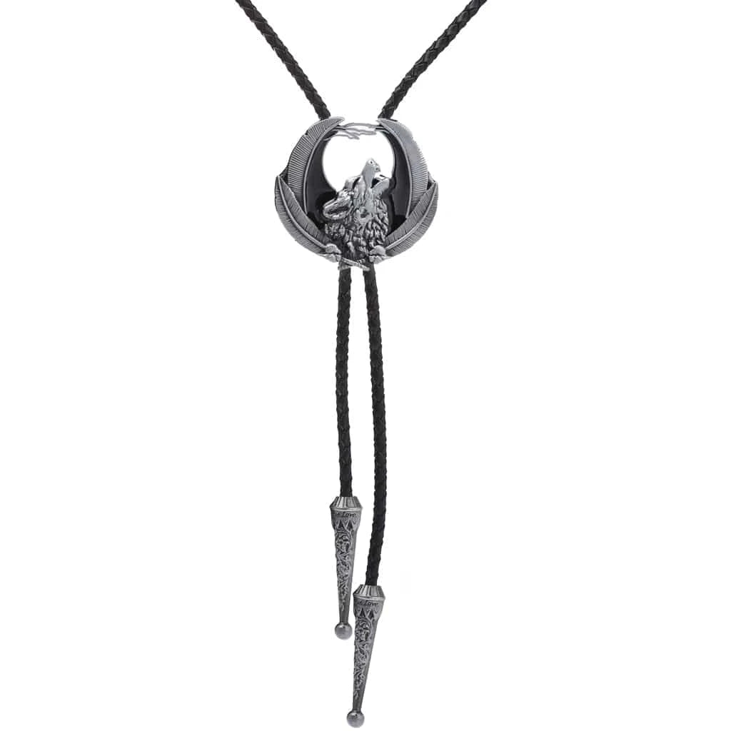 Bolo tie med vargmotiv i legering