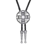 Bolo tie rund med korsdetalj och sten