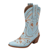 Broderade cowboyboots i boho stil med 6cm klack