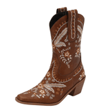 Broderade cowboyboots i boho stil med 6cm klack