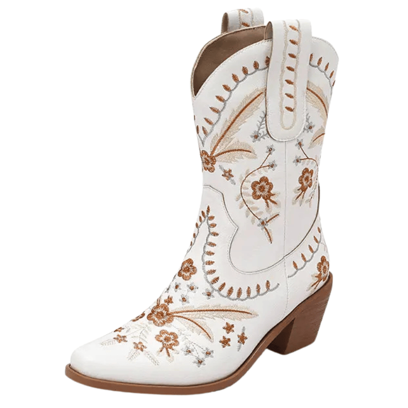 Broderade cowboyboots i boho stil med 6cm klack