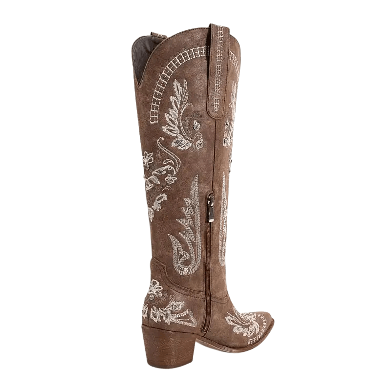 Broderade Cowgirl Boots i Mocka