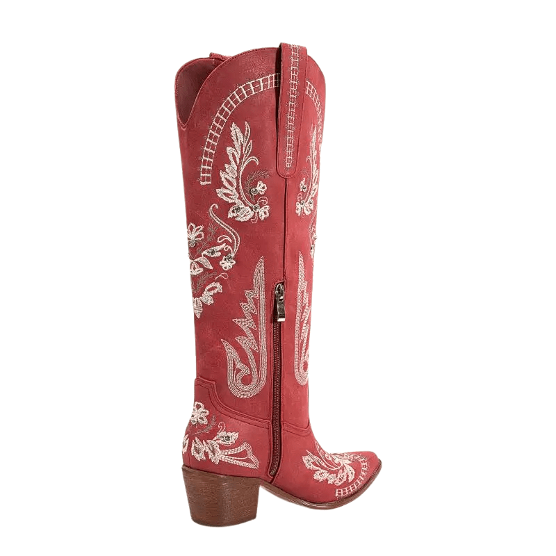 Broderade Cowgirl Boots i Mocka