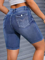 Broderade jeans shorts