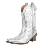 Broderade låga cowboyboots med chunky klack