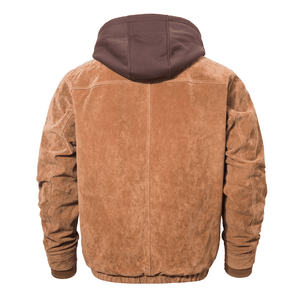 Brun mocka bomber jacka med huva