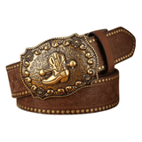 Brunt cowboyläderbälte Stövlar / 120cm