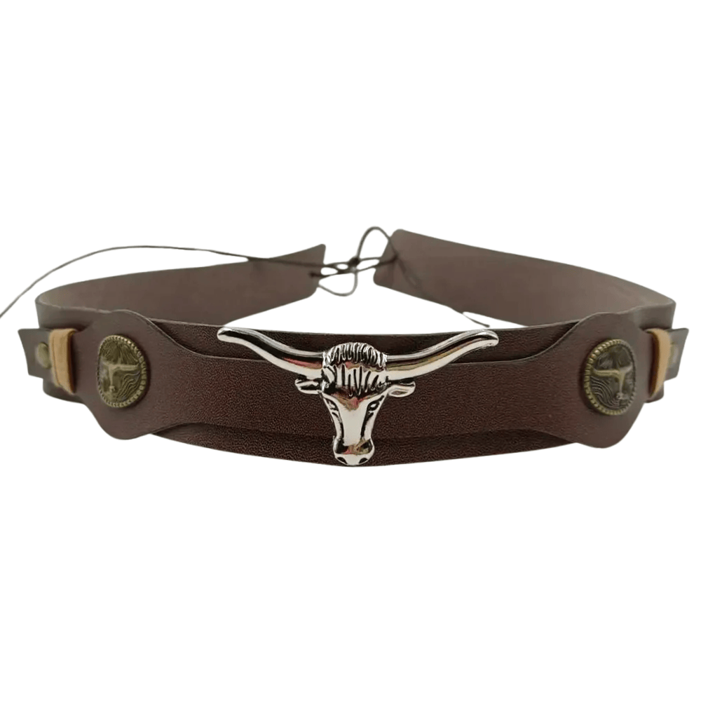 Brunt westernhattband longhornhuvud