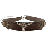 Brunt westernhattband longhornhuvud Brun / 56-58cm