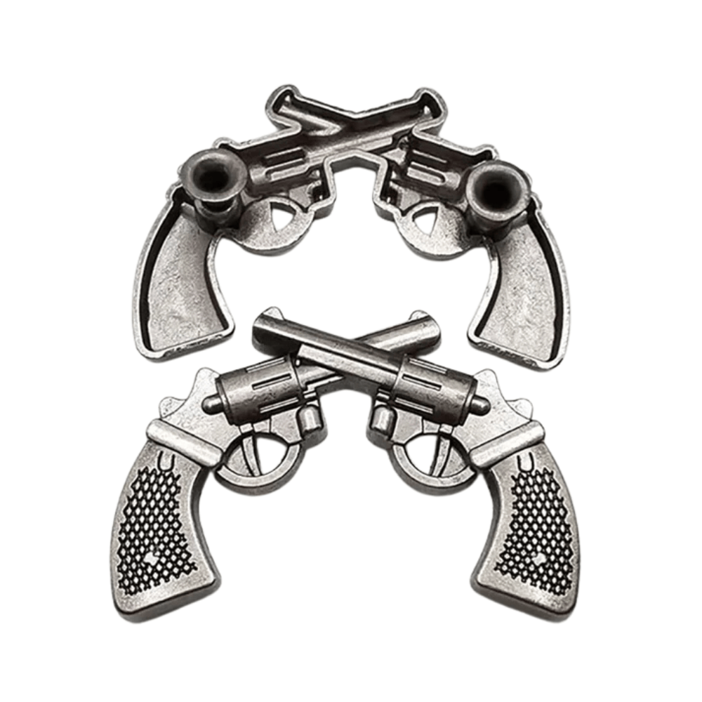 Concho antik metall med korsade revolvrar