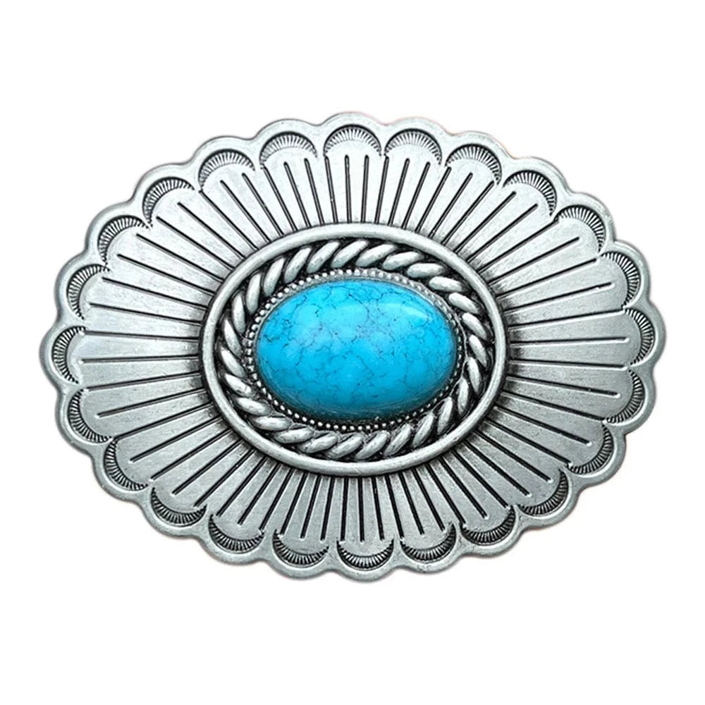 Concho Bältesspänne Turkis Sten Silverfärgat Western