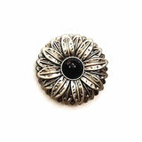 Concho i Mässing med Tribal Solblomma och Färgsten Antiksilver och svart / 30mm