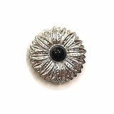 Concho i Mässing med Tribal Solblomma och Färgsten Silver och svart / 30mm