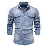 Cowboy denim skjorta herr