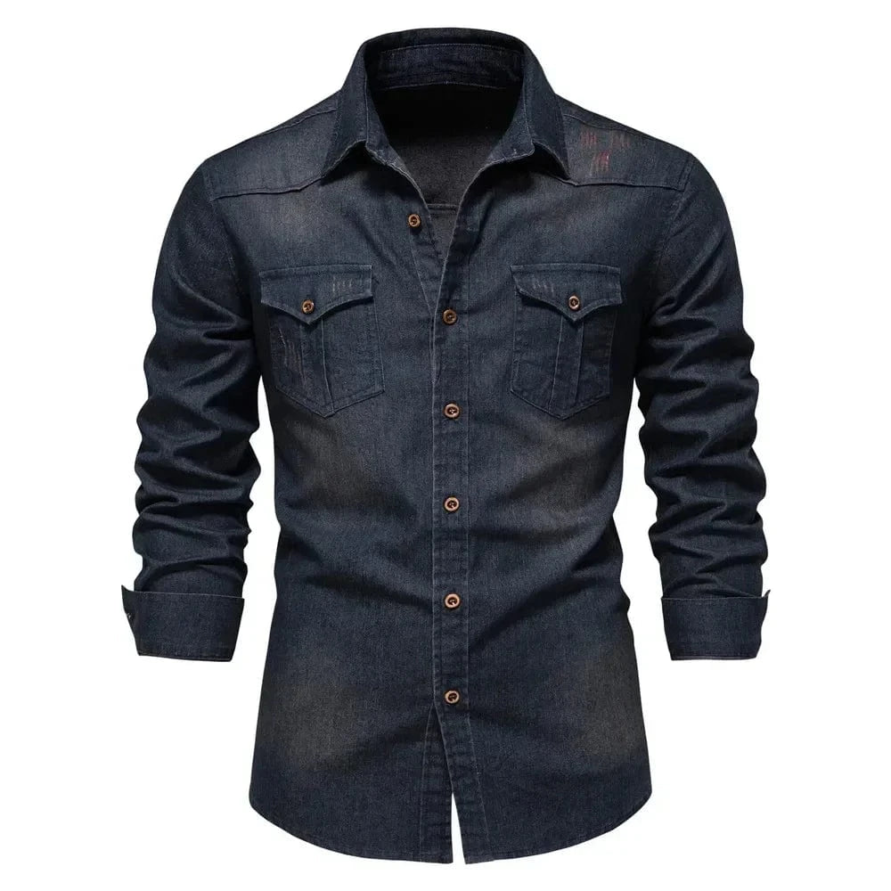 Cowboy denim skjorta herr