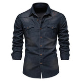 Cowboy denim skjorta herr