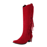 Moderna Cowgirl Boots i Mocka med Fransar