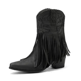 Korta Cowgirl Boots i Mocka med Fransar