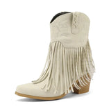 Korta Cowgirl Boots i Mocka med Fransar