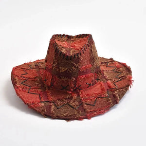Cowboy Hat Patchwork Mörkröd / 56-58cm