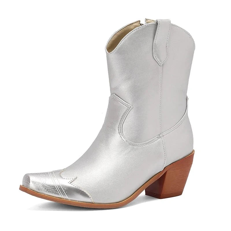 Cowgirl-Ankelboots med Metalltå