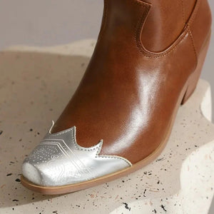 Cowgirl-Ankelboots med Metalltå