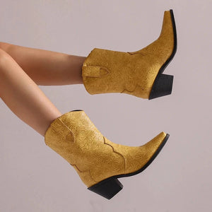 Mönstrade Låga Cowboyboots för Dam