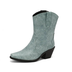 Mönstrade Låga Cowboyboots för Dam Blå / 36