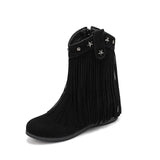 Cowgirl-Ankelboots i Mocka med Fransar och Stjärnor