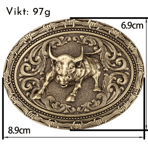 Cowboybälte äkta läder djurgravyr